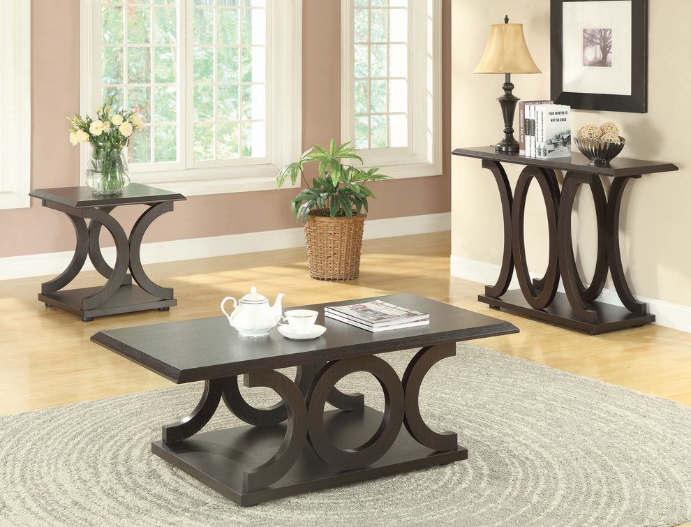 Modern coffee table in dark brown wood by Coaster