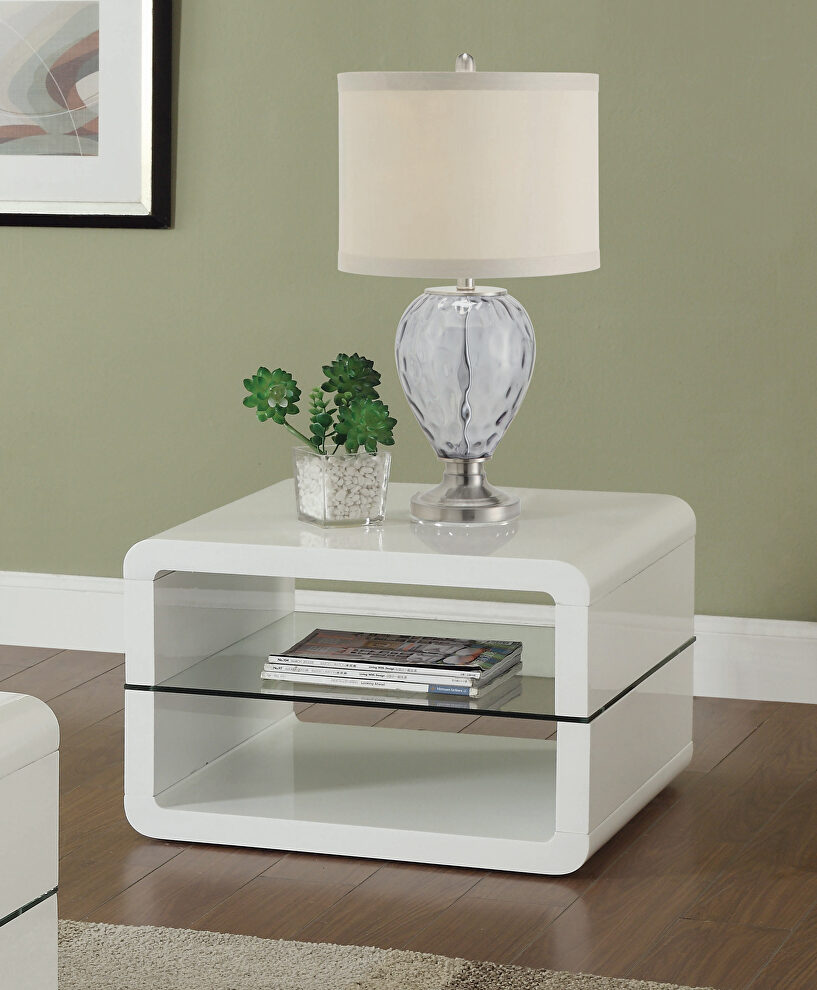 Modern white end table by Coaster