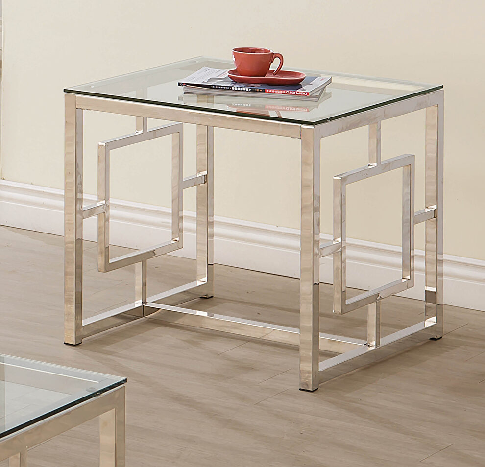 Occasional contemporary nickel end table by Coaster