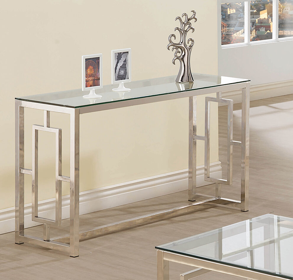 Occasional contemporary nickel sofa table by Coaster