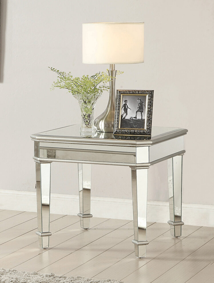 Contemporary silver end table by Coaster