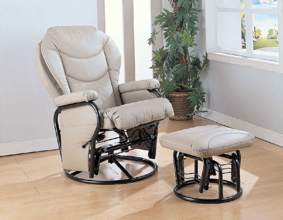 Glider bone chair + ottoman by Coaster