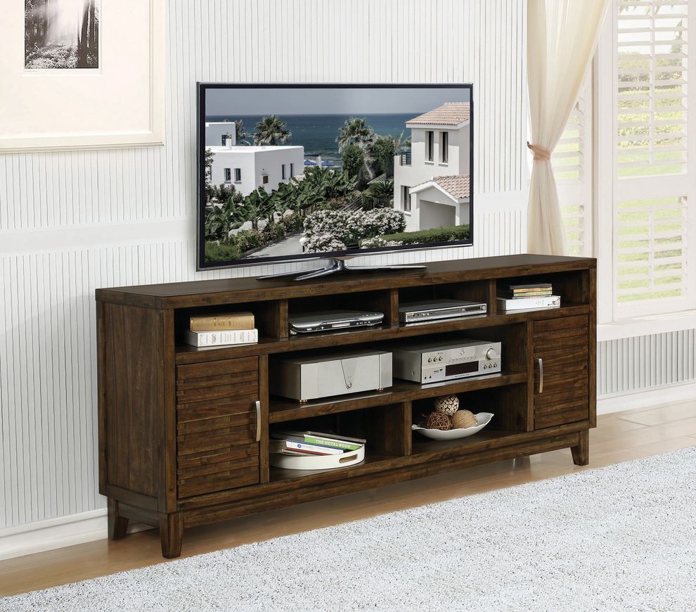 84-inch TV console in mendy brown veneer by Coaster