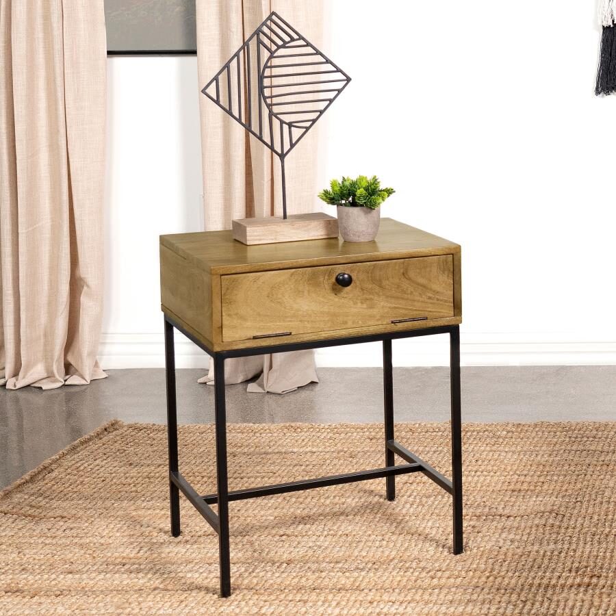 1-drawer rectangular end table honey brown by Coaster