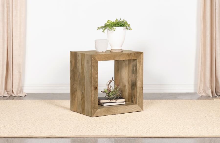 Rectangular solid wood end table natural by Coaster