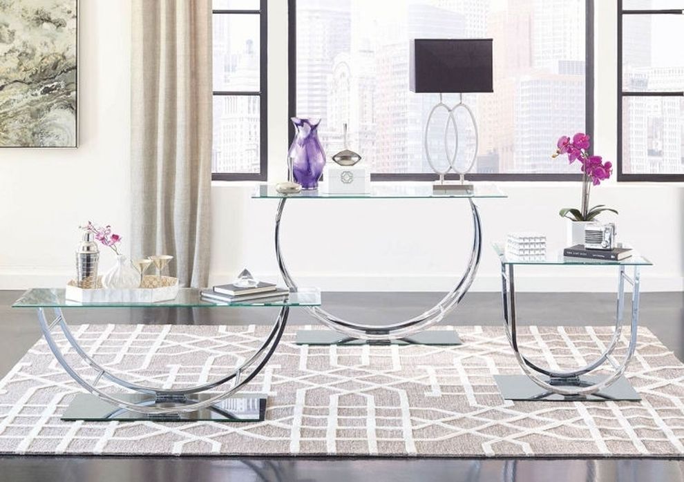 Glass top / chrome finish modern coffee table by Coaster