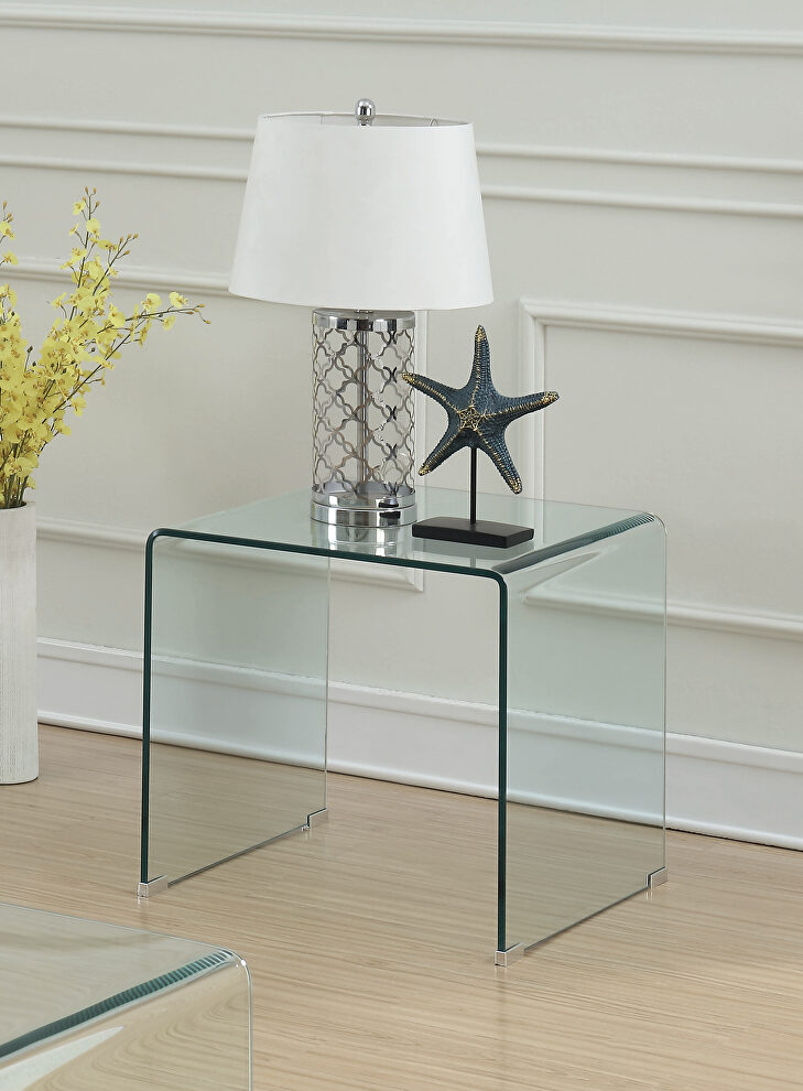 Contemporary clear end table by Coaster