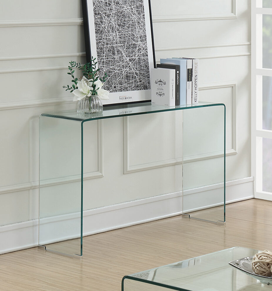 Contemporary clear sofa table by Coaster
