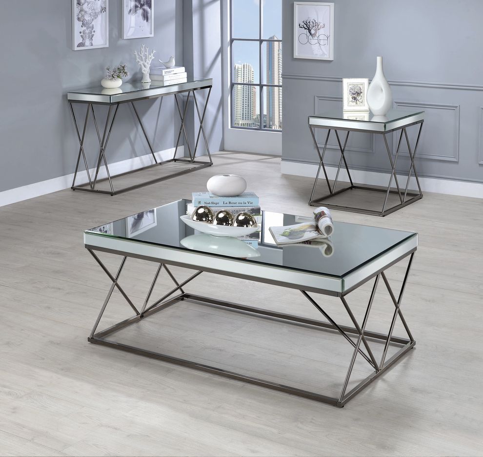 Mirrored table top modern coffee table by Coaster