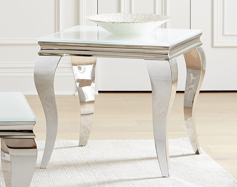 End table with tempered glass and stainless steel by Coaster