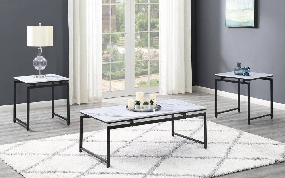 3 pc occasional marble coffee tables set by Coaster