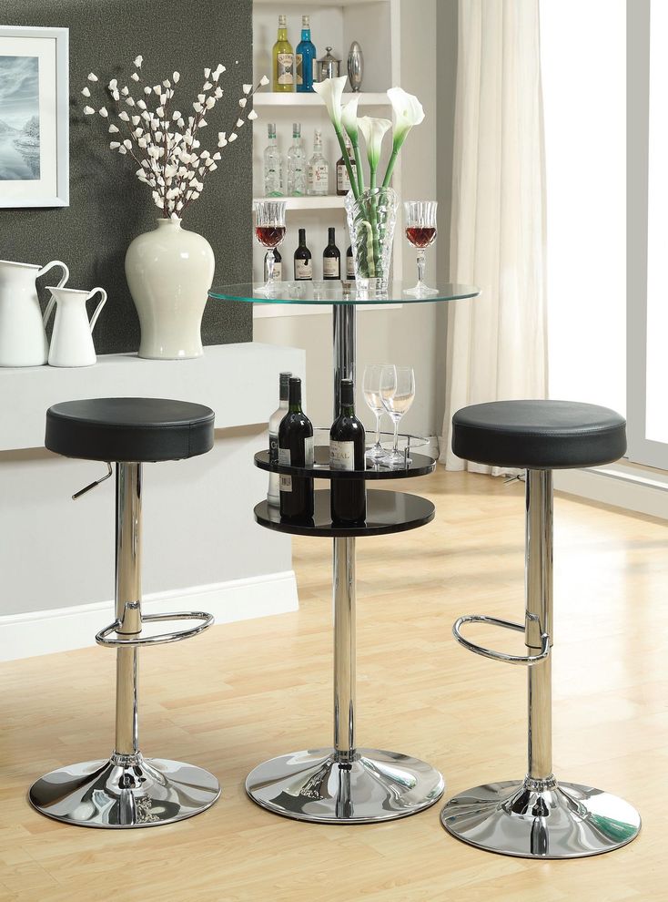 Bar table w/ round tempered glass top by Coaster