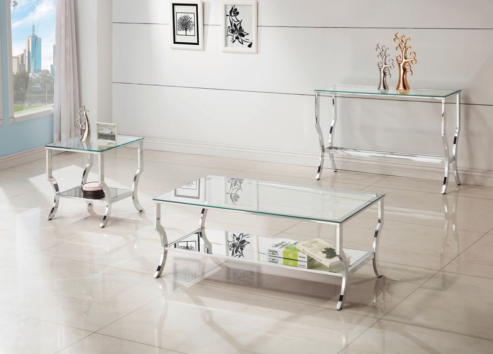 Glam glass style coffee table by Coaster
