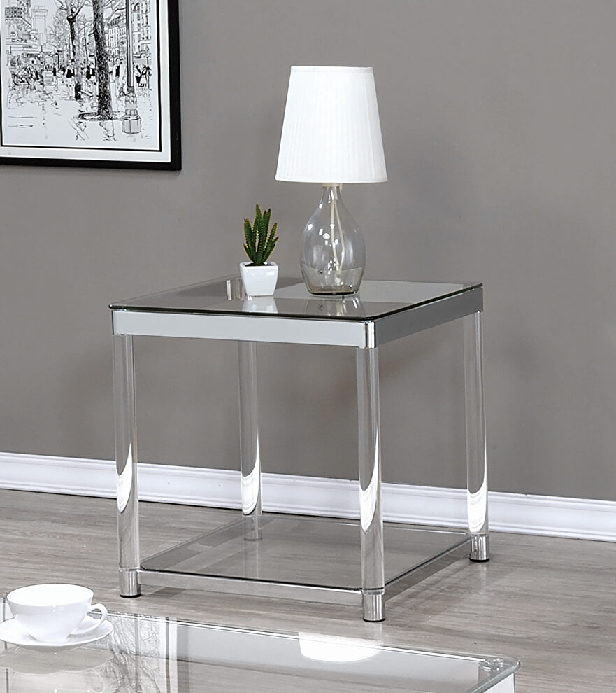 Contemporary chrome side table by Coaster