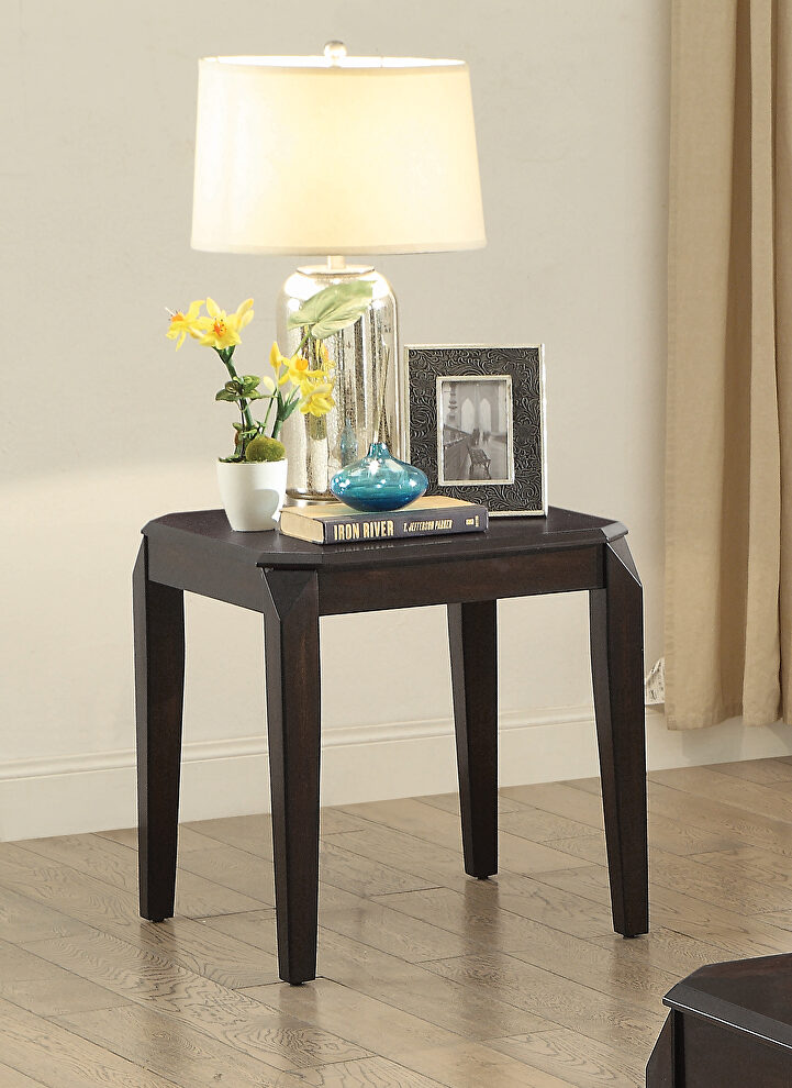 Transitional walnut end table by Coaster