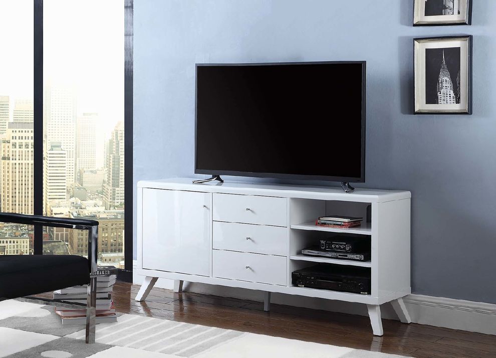 Contemporary white tv stand by Coaster