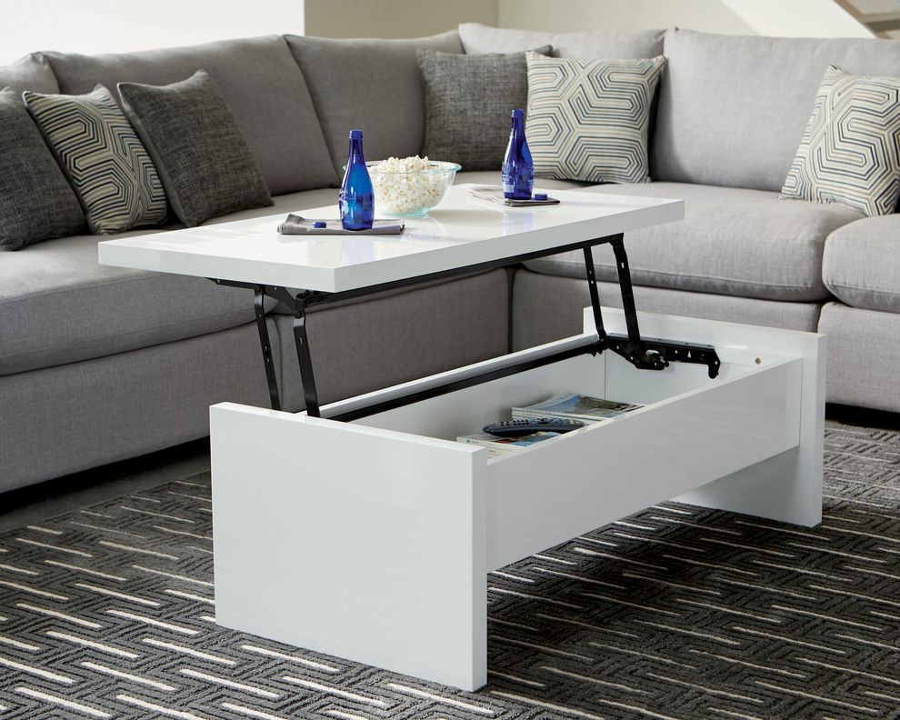 White finish coffee table w/ lift top by Coaster