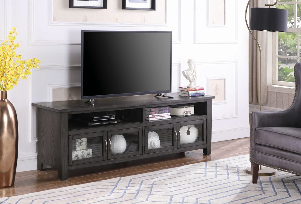 Transitional dark grey 72-inch TV console by Coaster