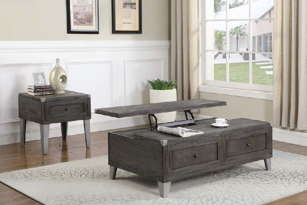 Rustic grey lift-top coffee table by Coaster