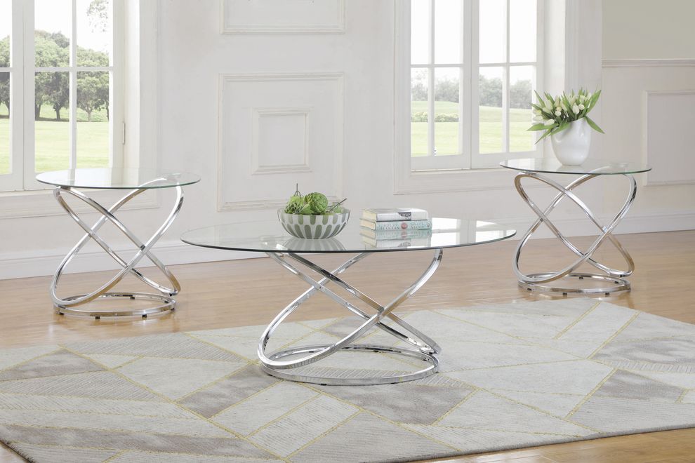 3 pc glass top coffee table / end tables set by Coaster