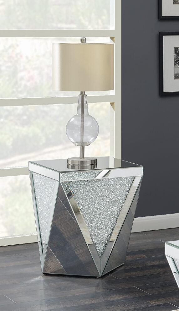 Contemporary silver side table by Coaster