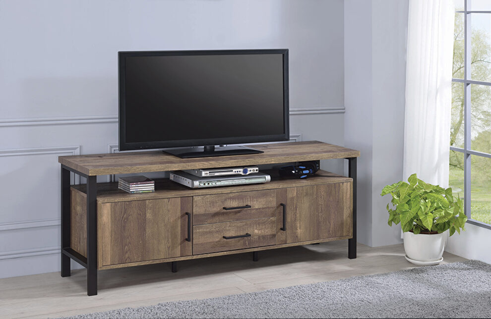 Metal frame and hardware in a black finish 59 TV console by Coaster