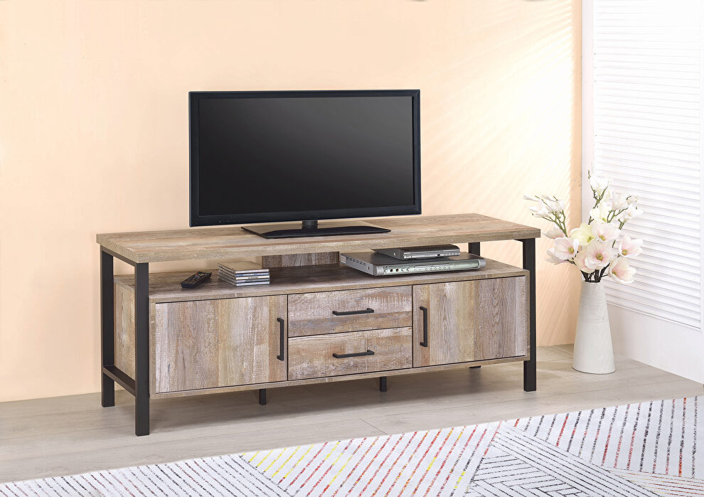 Particle board and engineered laminate construction 59-inch TV console by Coaster