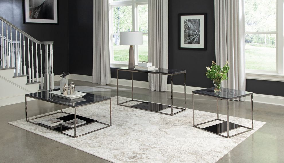Black / chrome contemporary style coffee table by Coaster