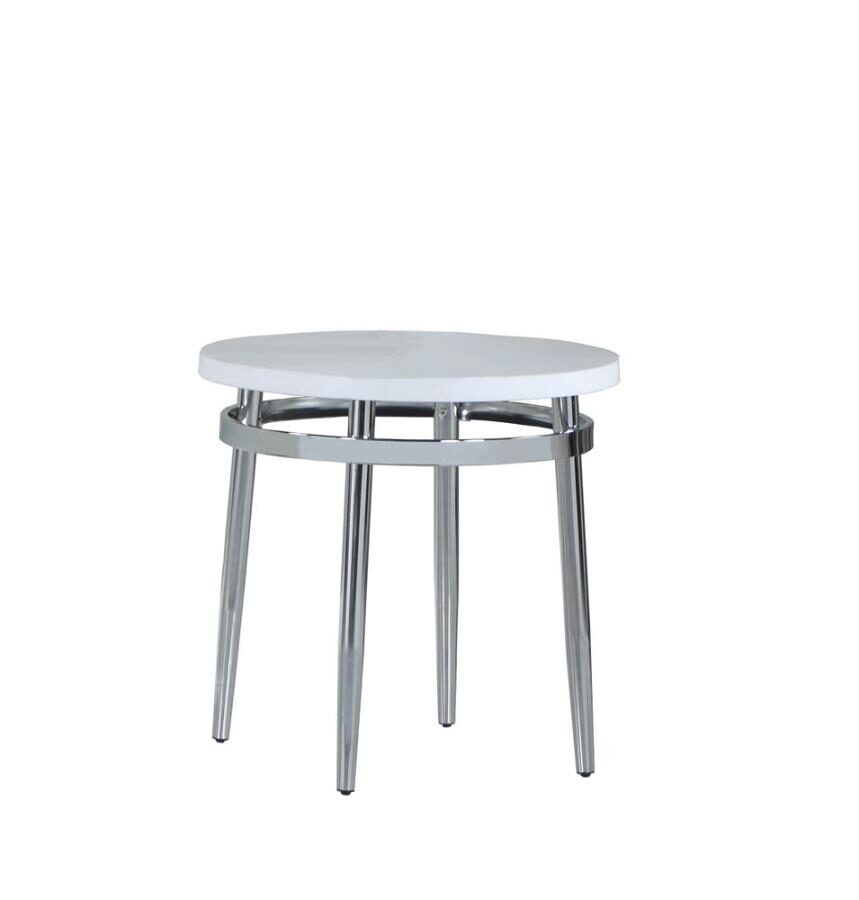 Round faux carrara marble top end table by Coaster