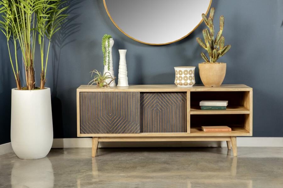 Mango wood and engineered wood TV console by Coaster