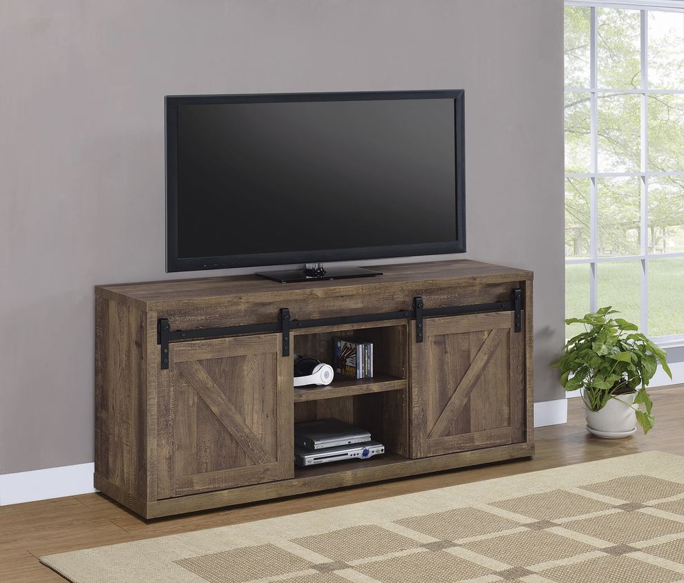 59-inch TV console in rustic oak driftwood by Coaster