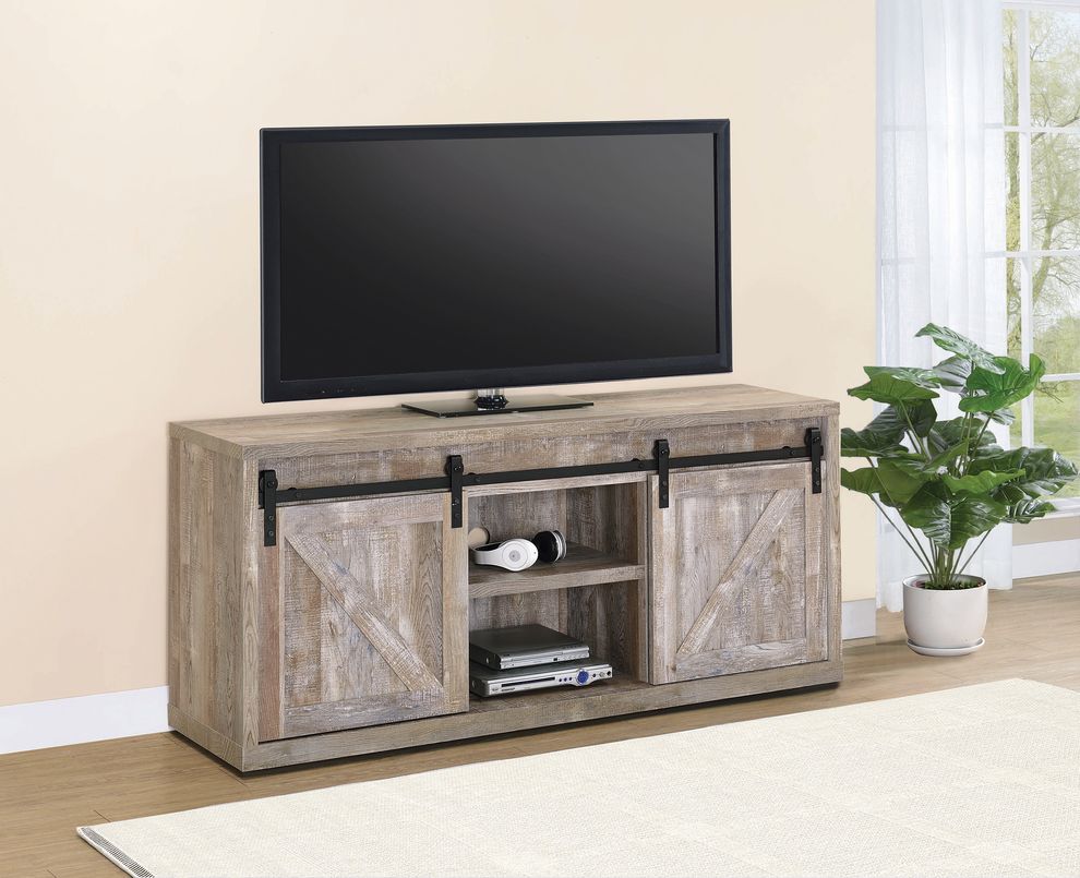 59-inch TV console in weathered oak driftwood by Coaster
