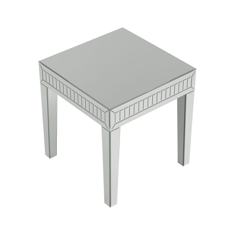 Side table in silver mirrored contemporary style by Coaster