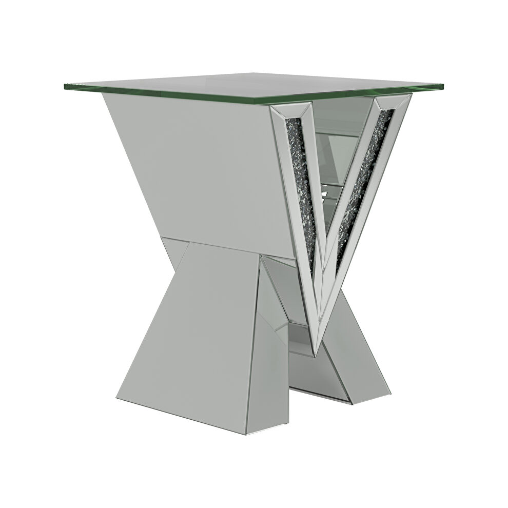 End table in mirrored v-shape by Coaster