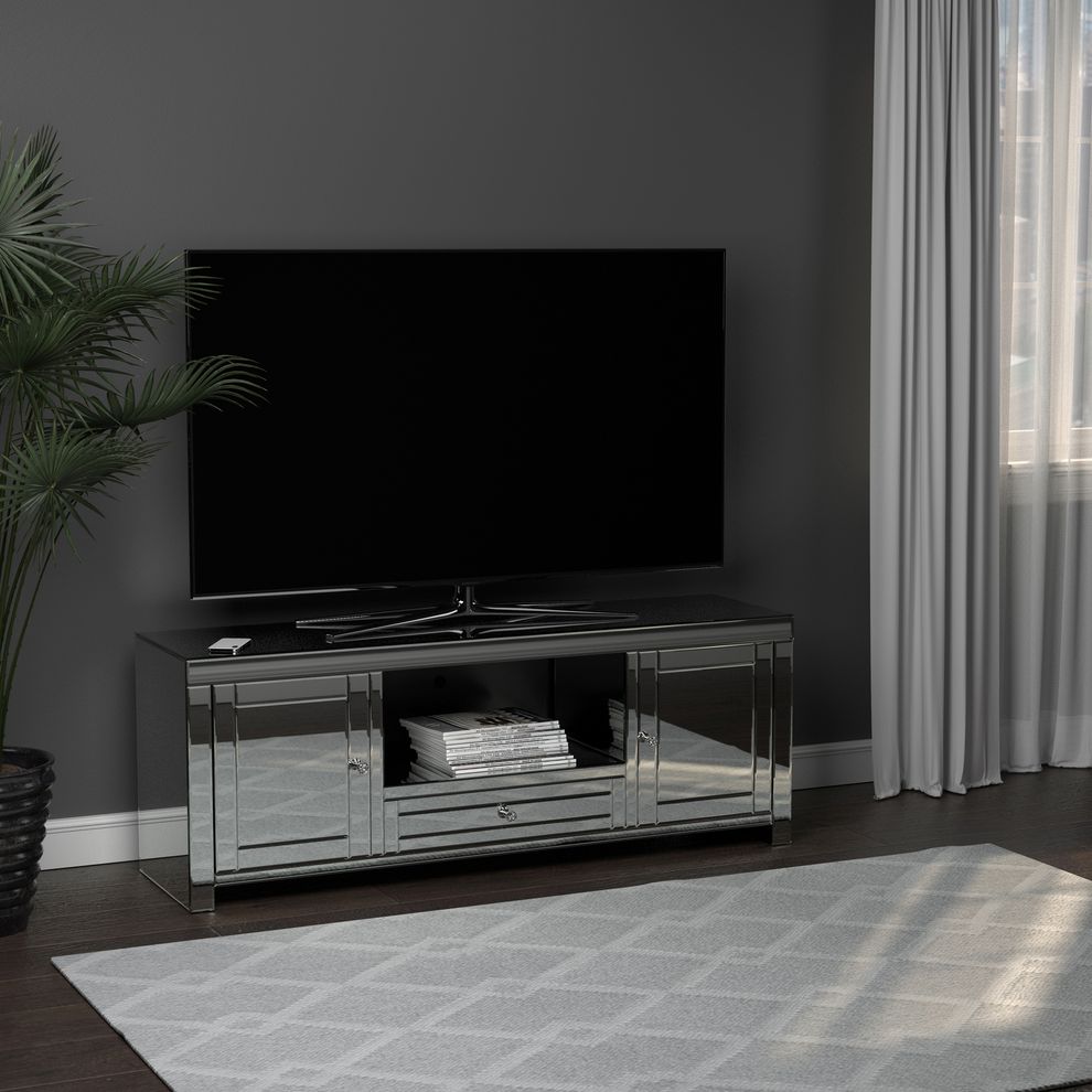 Silver / chrome / mirrored TV stand by Coaster