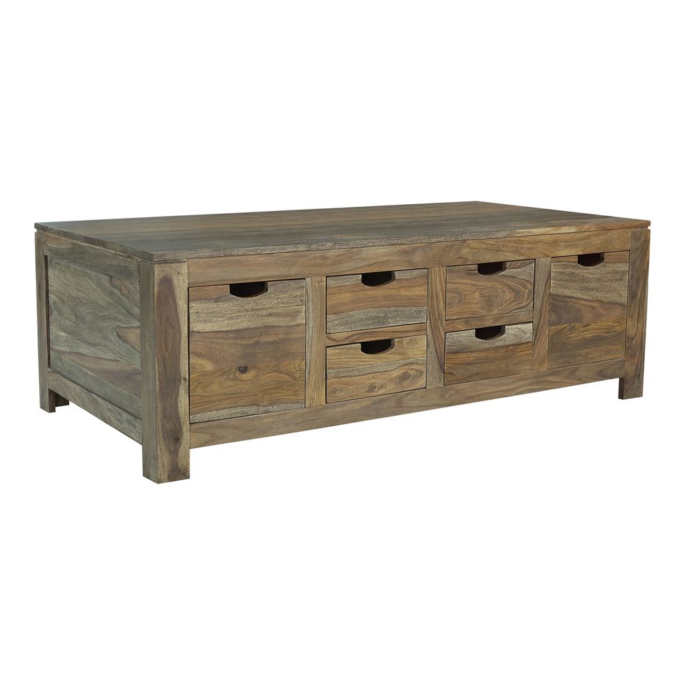 Coffee table w/ drawers in natural sheesham wood by Coaster