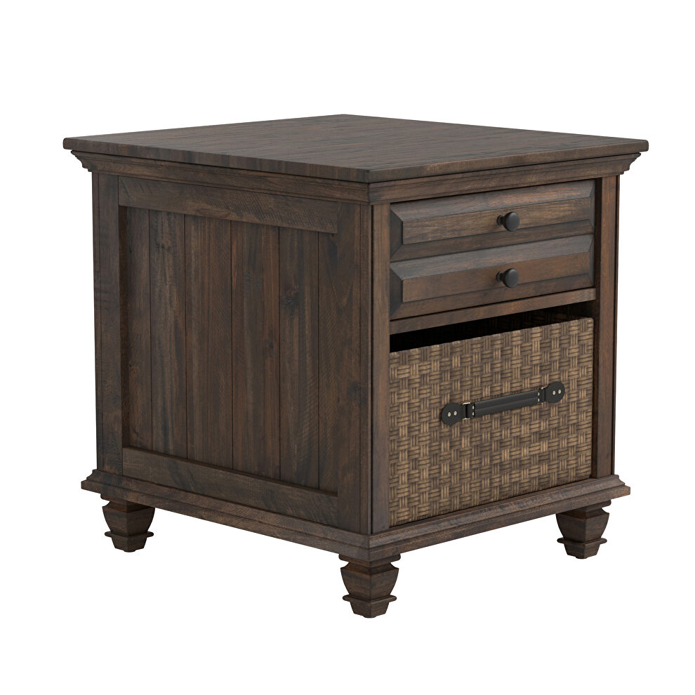 Weathered burnish brown end table by Coaster