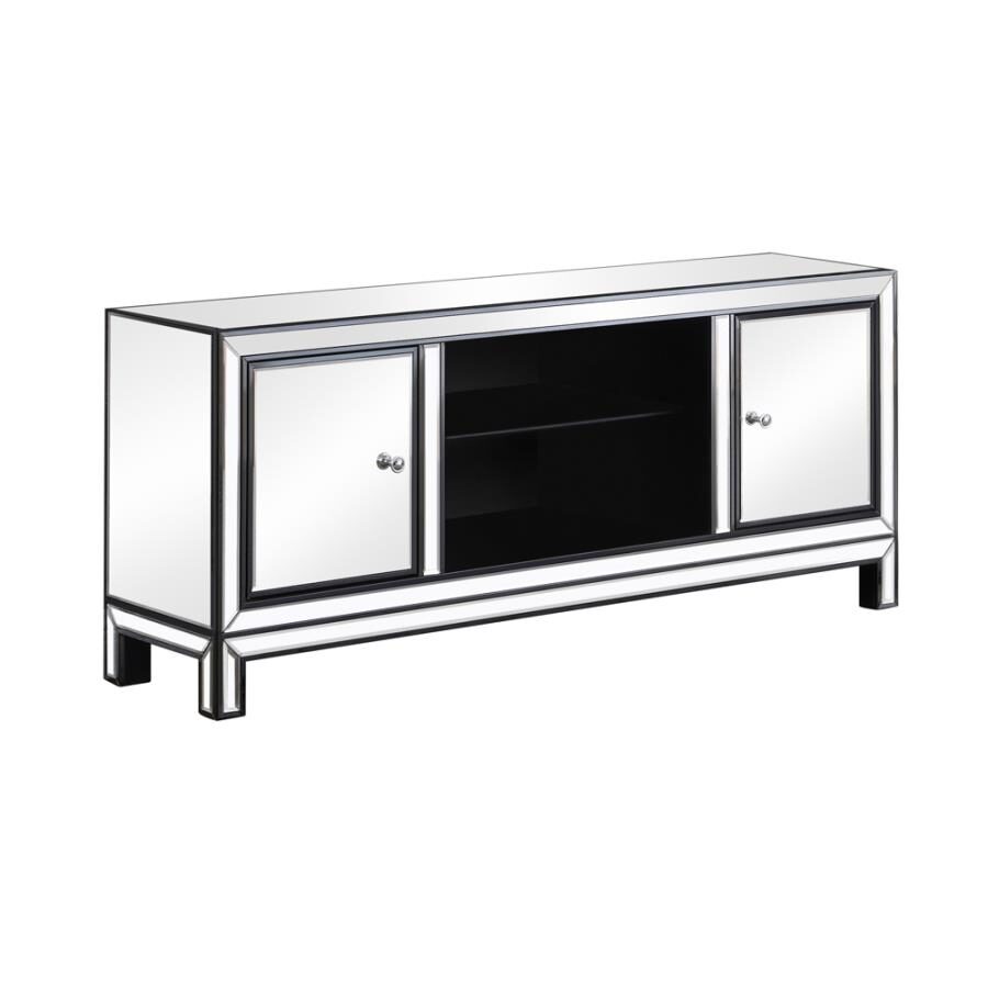 Tv console with mirror, engineered wood, stainless steel and birchwood by Coaster