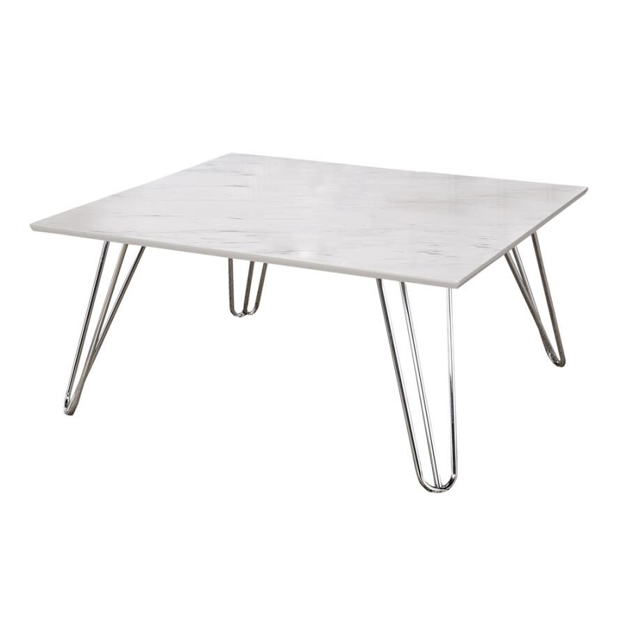 Beautiful faux white marble square top coffee table by Coaster