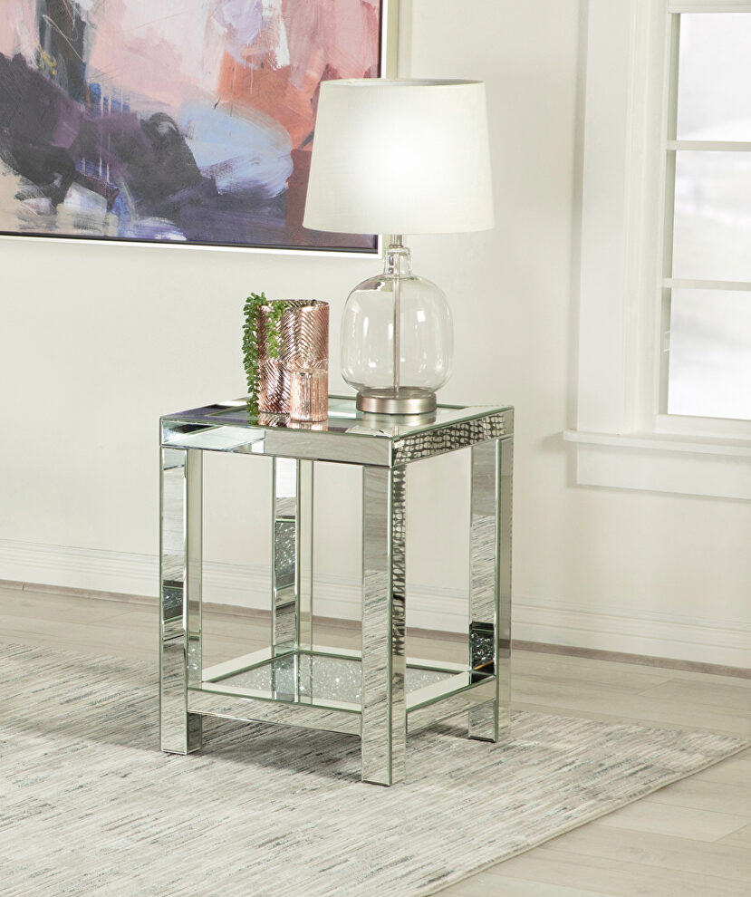 Clear glass top square design end table by Coaster