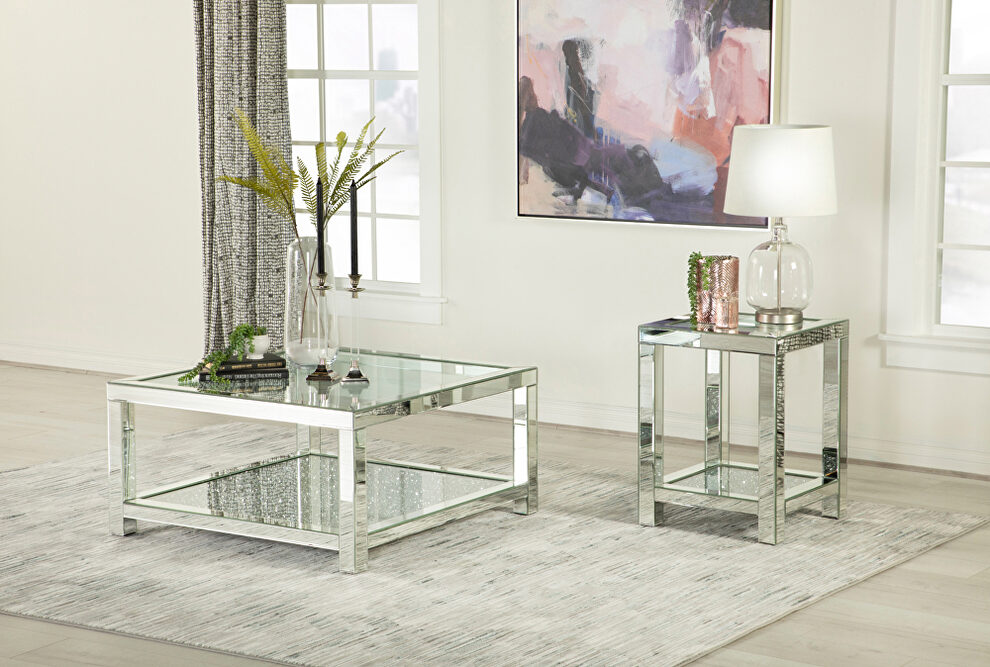Clear glass top square design coffee table by Coaster