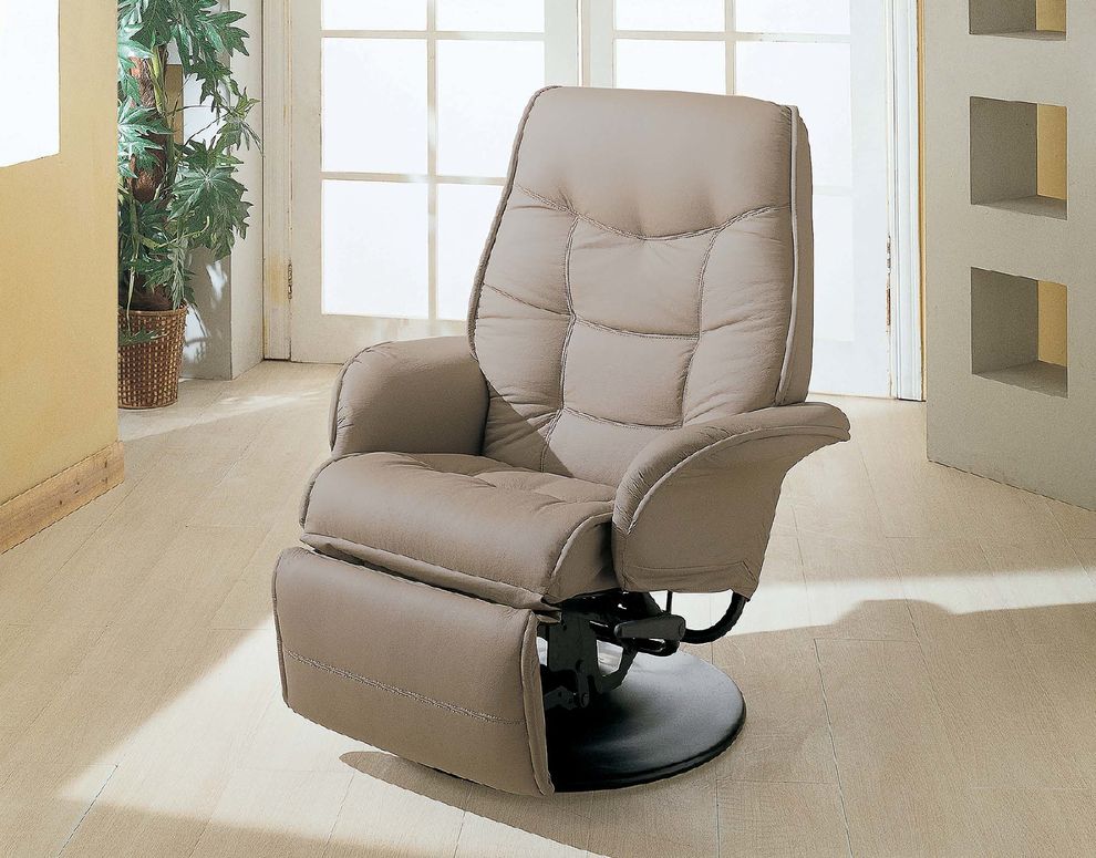 Beige leatherette recliner chair by Coaster