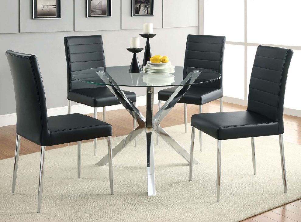 Modern dining table w/ roung glass top by Coaster