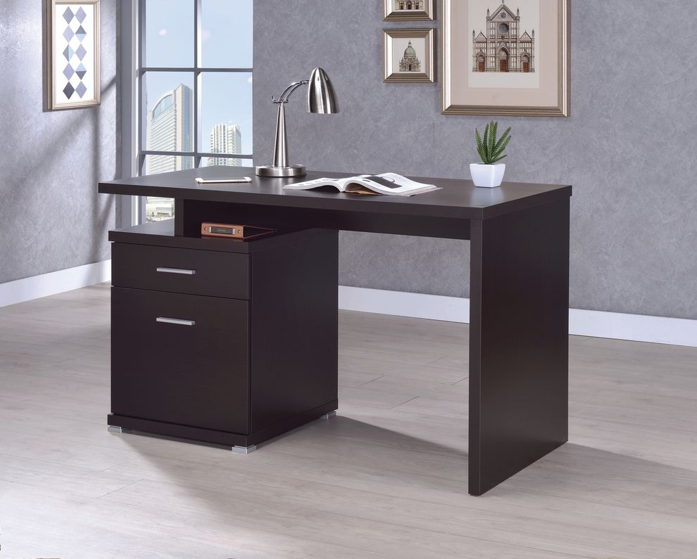 Office desk with drawer in cappuccino by Coaster