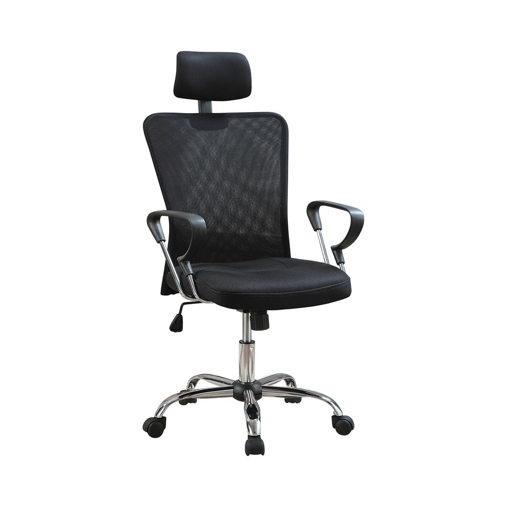 Casual black office chair with headrest by Coaster