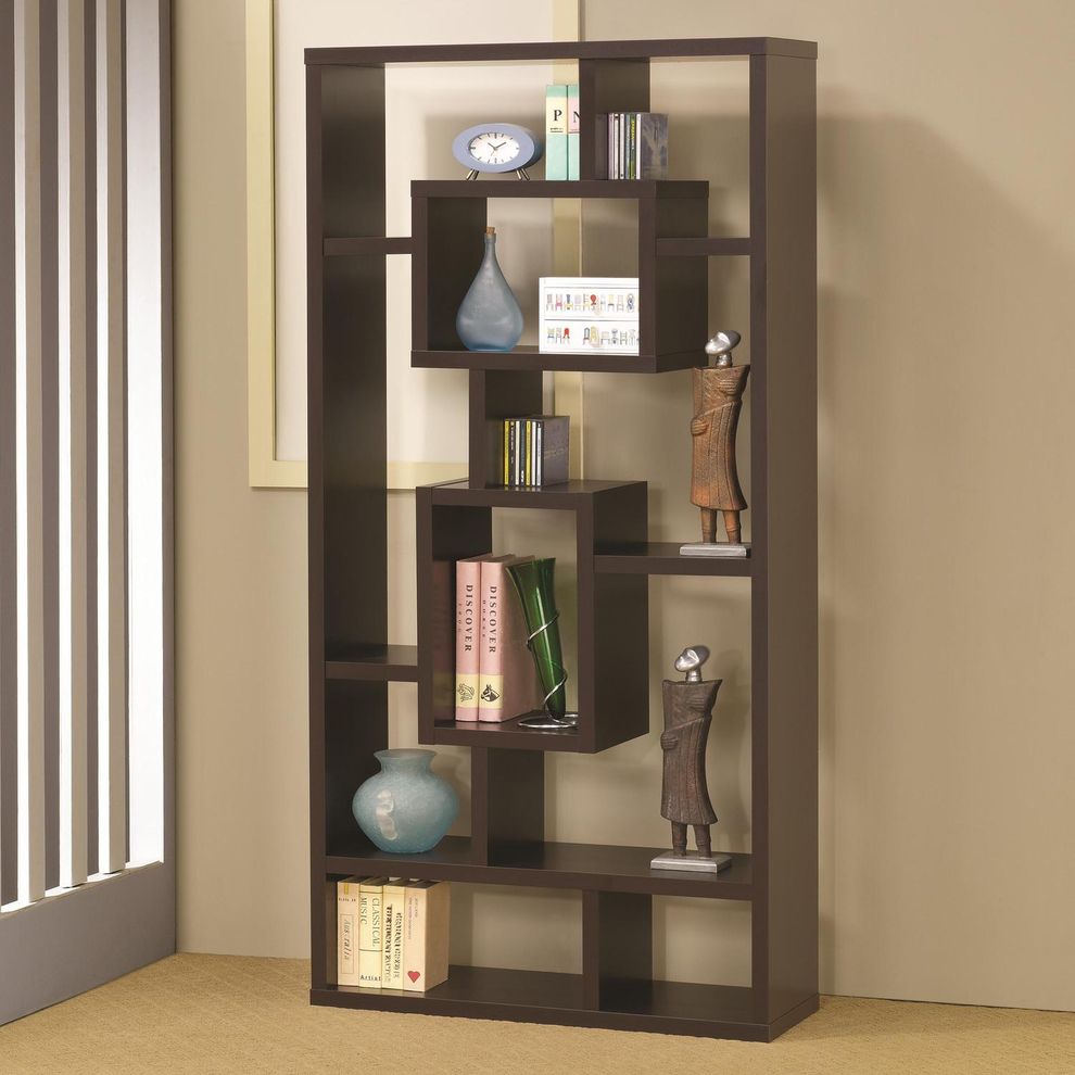Modern bookcase / display unit in cappuccino by Coaster