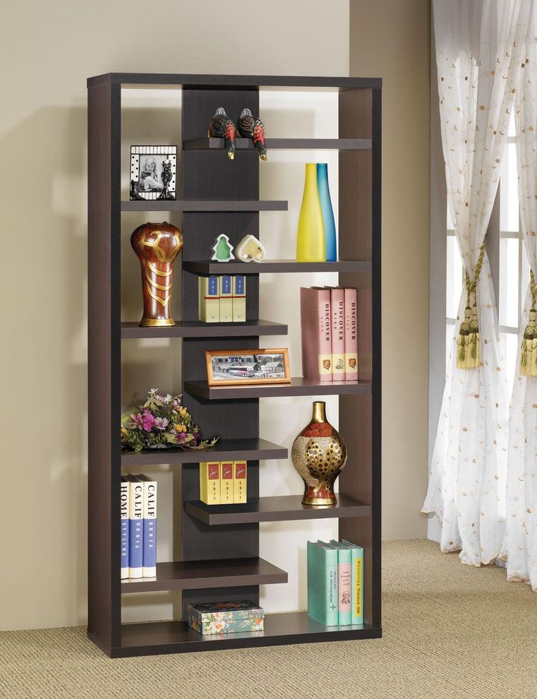 Contemporary dark brown display cabinet by Coaster