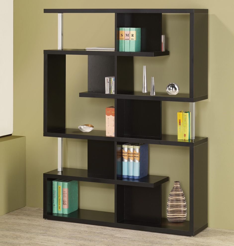 Solid modern bookcase in black by Coaster