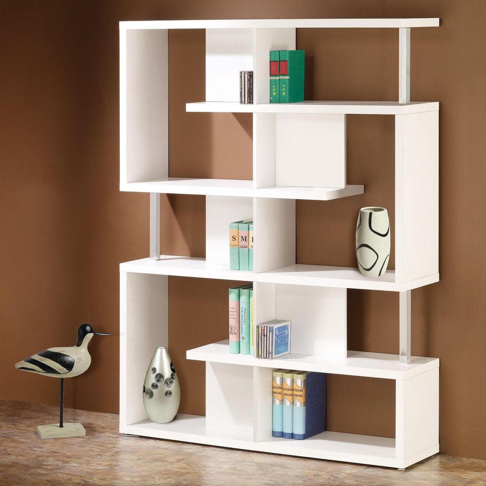 Solid modern bookcase in white by Coaster
