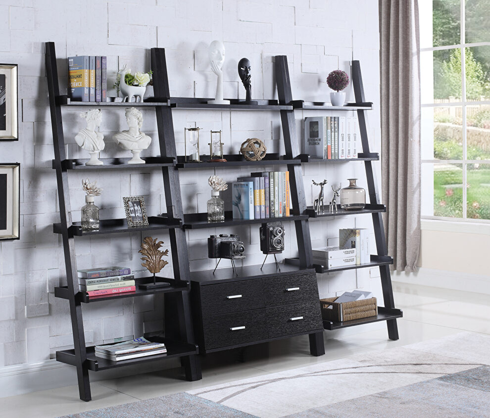 Contemporary cappuccino leaning 3pcs bookcase by Coaster